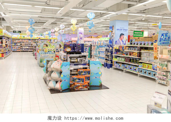 超市超市货架超市内景大空间画面日用品货架